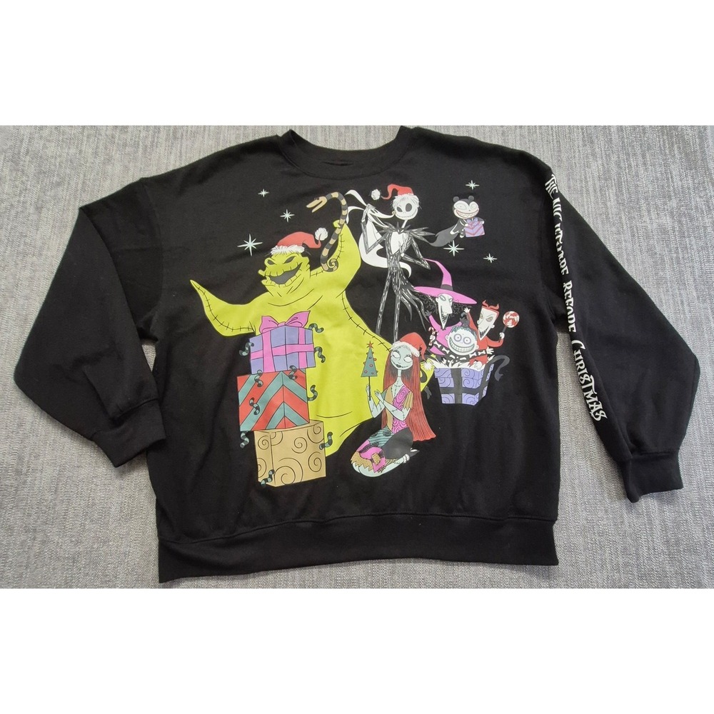 Nightmare Before Christmas black graphic crew neck sweatshirt XXL Tim Burton